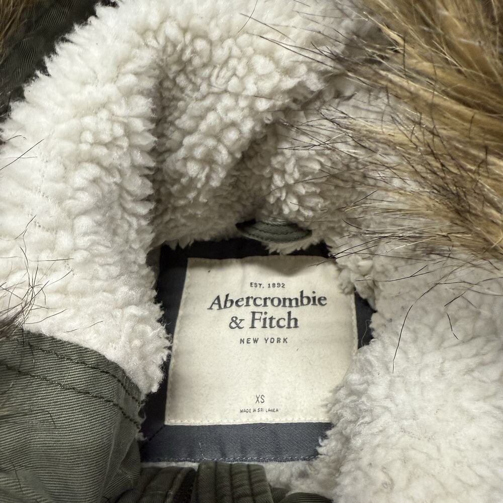 Y2K ABERCROMBIE & FITCH PARKA UTILITY GRUNGE FUR LINED COAT WOMENS XS GREEN - Picture 5 of 8